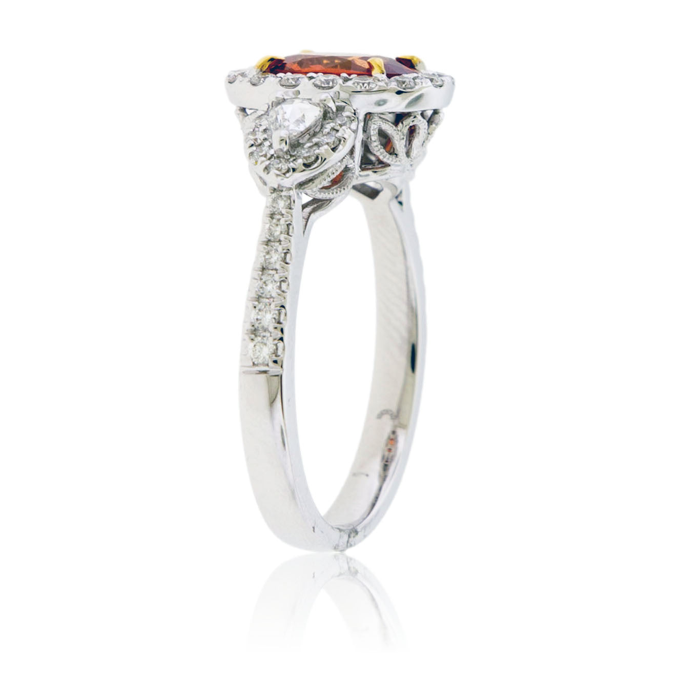 Oval Orange Sapphire & Diamond Ring