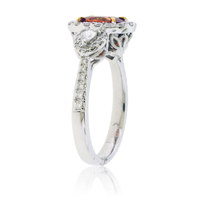 Oval Orange Sapphire & Diamond Ring