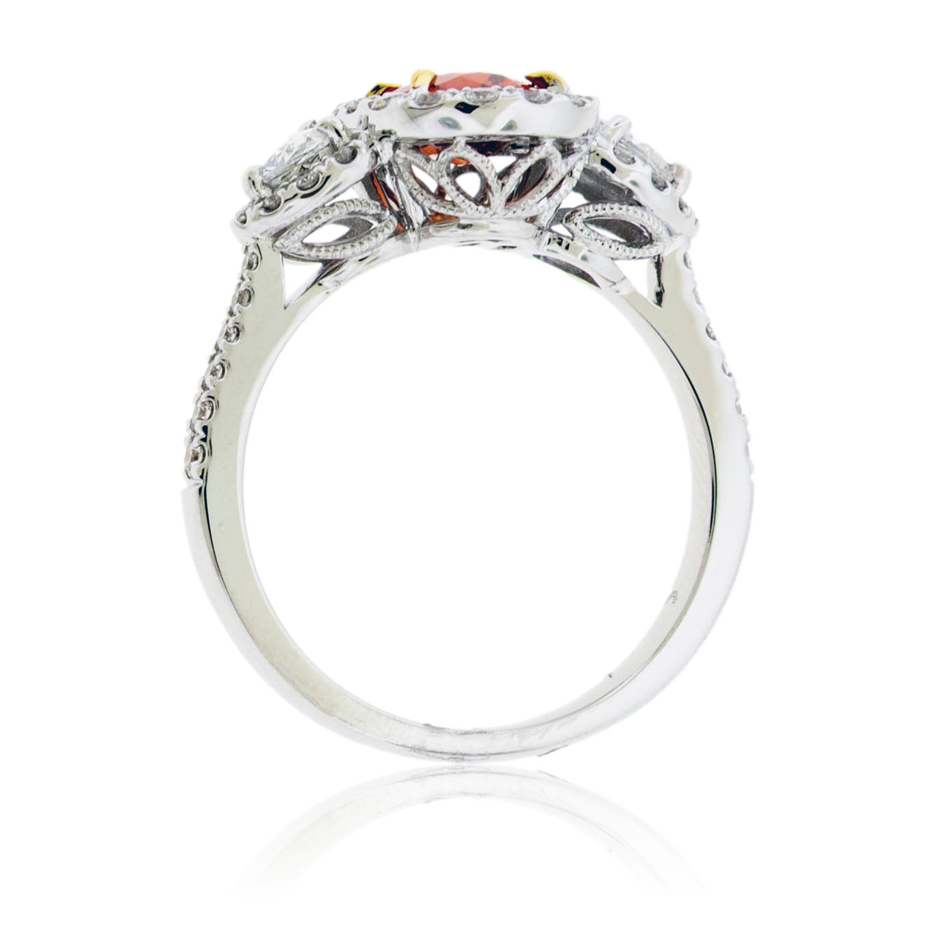 Oval Orange Sapphire & Diamond Ring