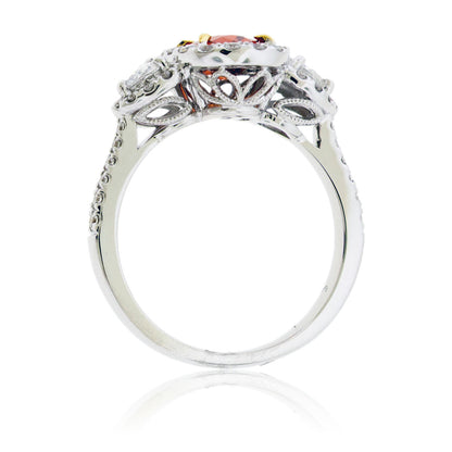 Oval Orange Sapphire & Diamond Ring