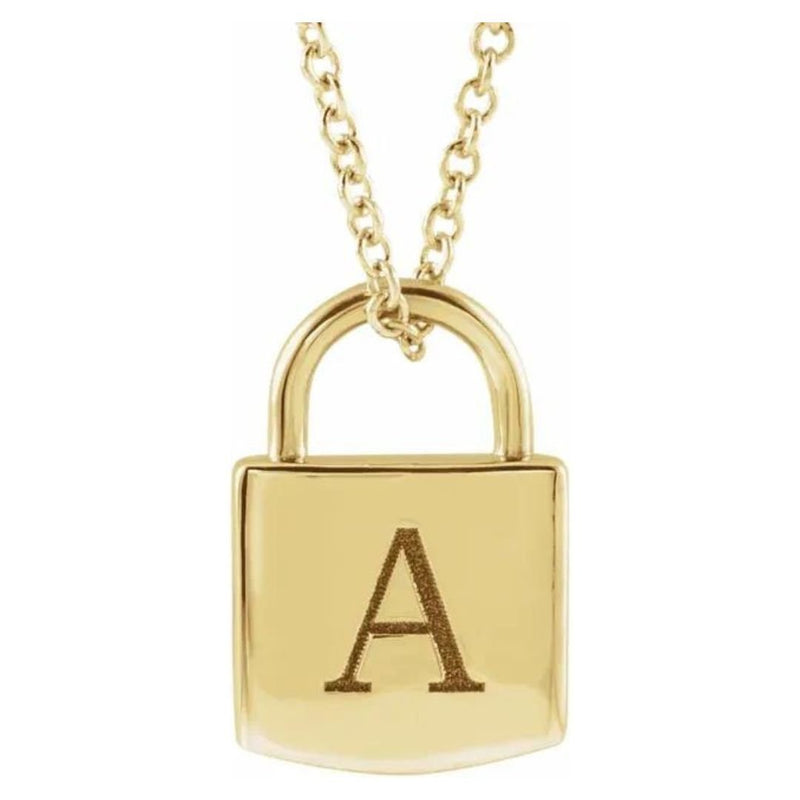 14K Yellow Engravable Lock 16-18" Necklace - Park City Jewelers