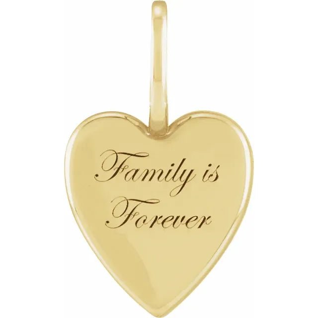 14K Yellow Family is Forever Heart Charm/Pendant - Park City Jewelers