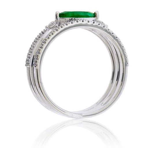 14KW Diamond & Emerald Ring - Park City Jewelers