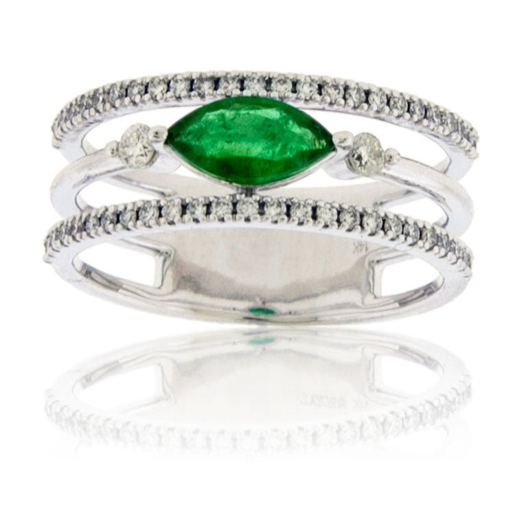 14KW Diamond & Emerald Ring - Park City Jewelers