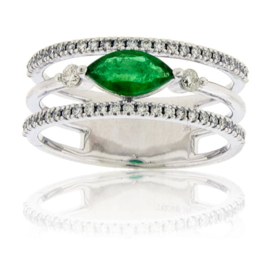 14KW Diamond & Emerald Ring - Park City Jewelers