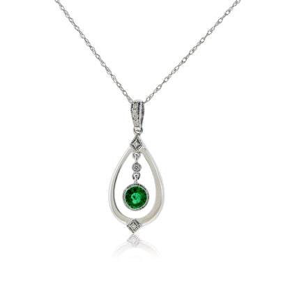 14KW Emerald & Diamond Pendant - Park City Jewelers
