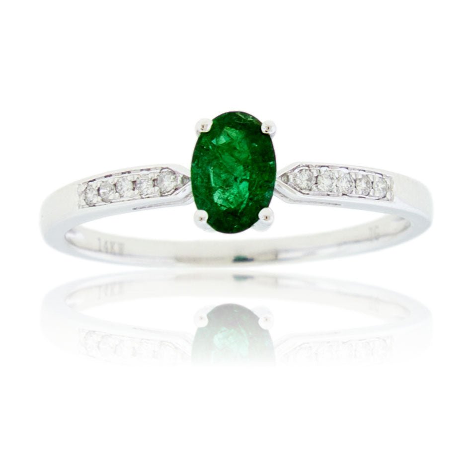 14KW Emerald & Diamond Ring - Park City Jewelers