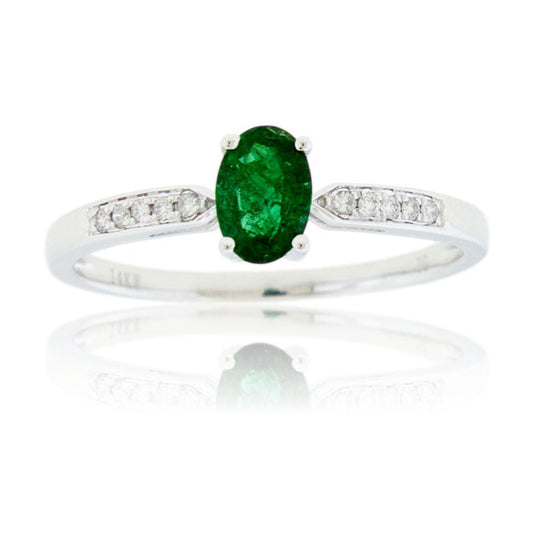 14KW Emerald & Diamond Ring - Park City Jewelers
