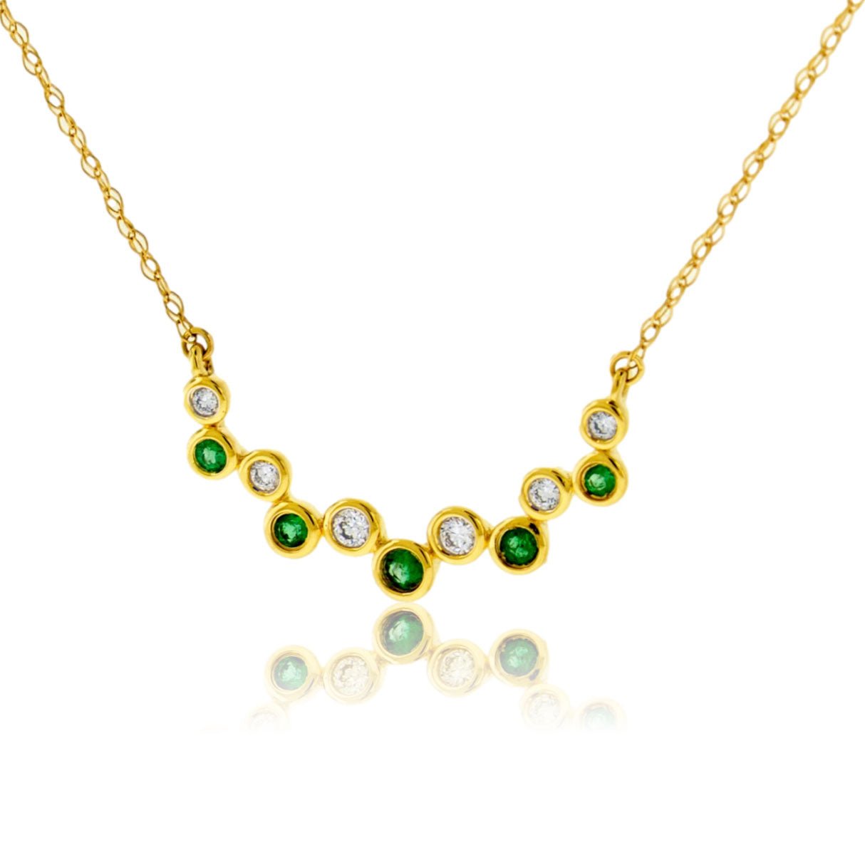 14KY Diamond & Emerald Necklace - Park City Jewelers