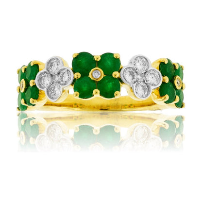 14KY Diamond & Emerald Ring - Park City Jewelers