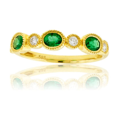 14KY Diamond & Emerald Ring - Park City Jewelers