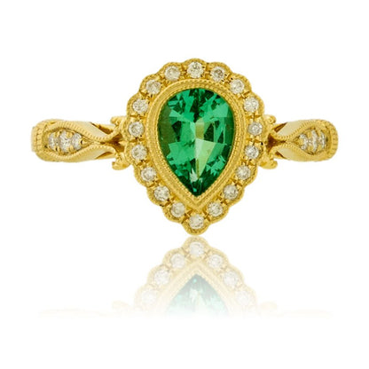 14KY Diamond & Mint Emerald Ring - Park City Jewelers