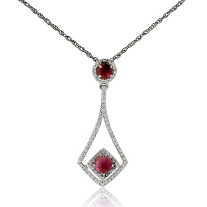 Diamond & Red Beryl Cabochon Pendant