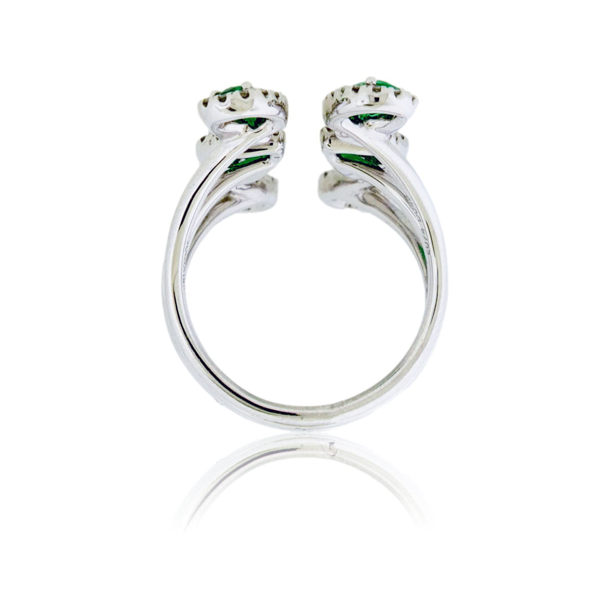 18KW Diamond & Emerald Ring