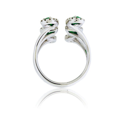 18KW Diamond & Emerald Ring