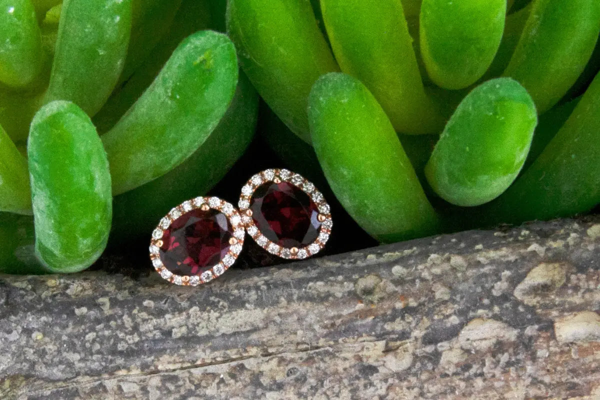 Garnet Diamond Halo Earrings from Park City Jewelers