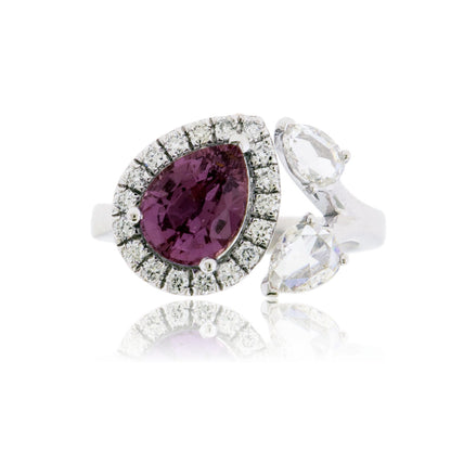Platinum Pink Purple Sapphire & Diamond Ring