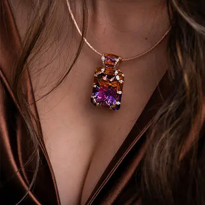 Woman Wearing Bellarri Citrine Pendant from Park City Jewelers