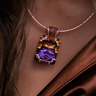 Woman wearing Bellarri amerine necklace