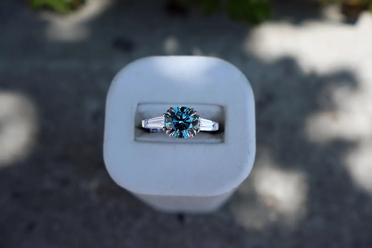 Blue Lab-Grown Diamond Ring from Park City Jewelers. 