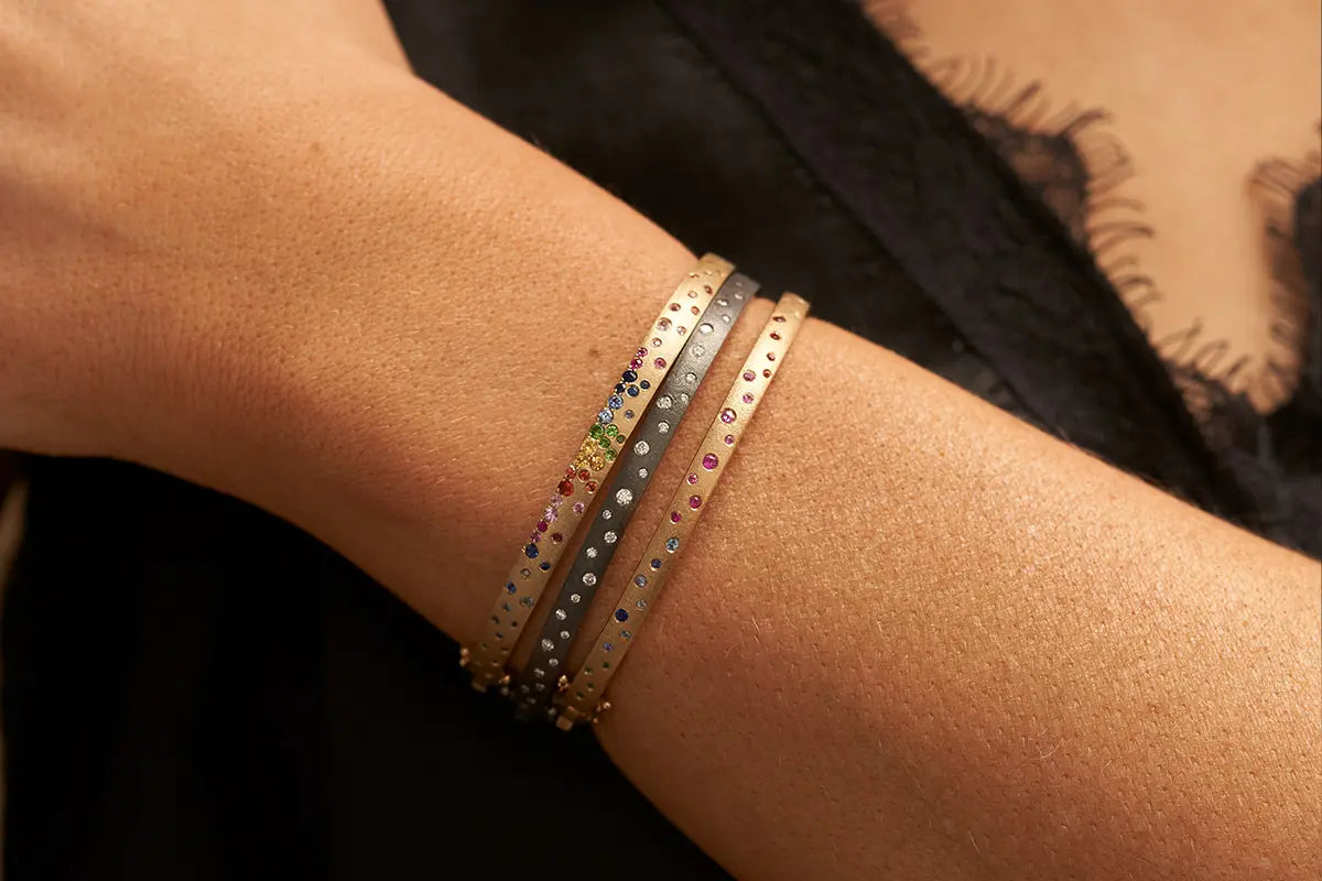 Three Stacked Confetti Bracelets from Park City Jewelers