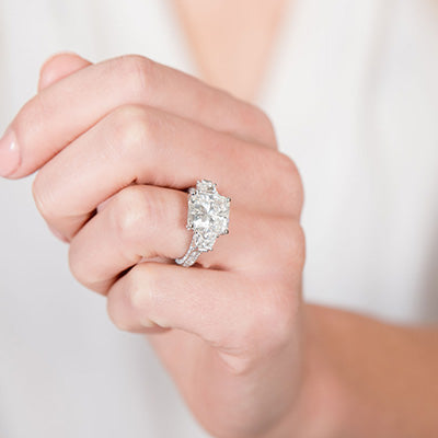 Woman wearing diamond engagement ring