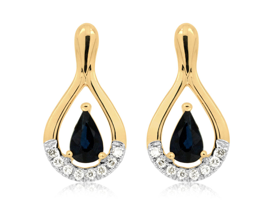 Teardrop Sapphire and Diamond Earrings