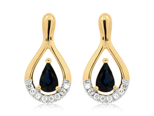 Teardrop Sapphire and Diamond Earrings