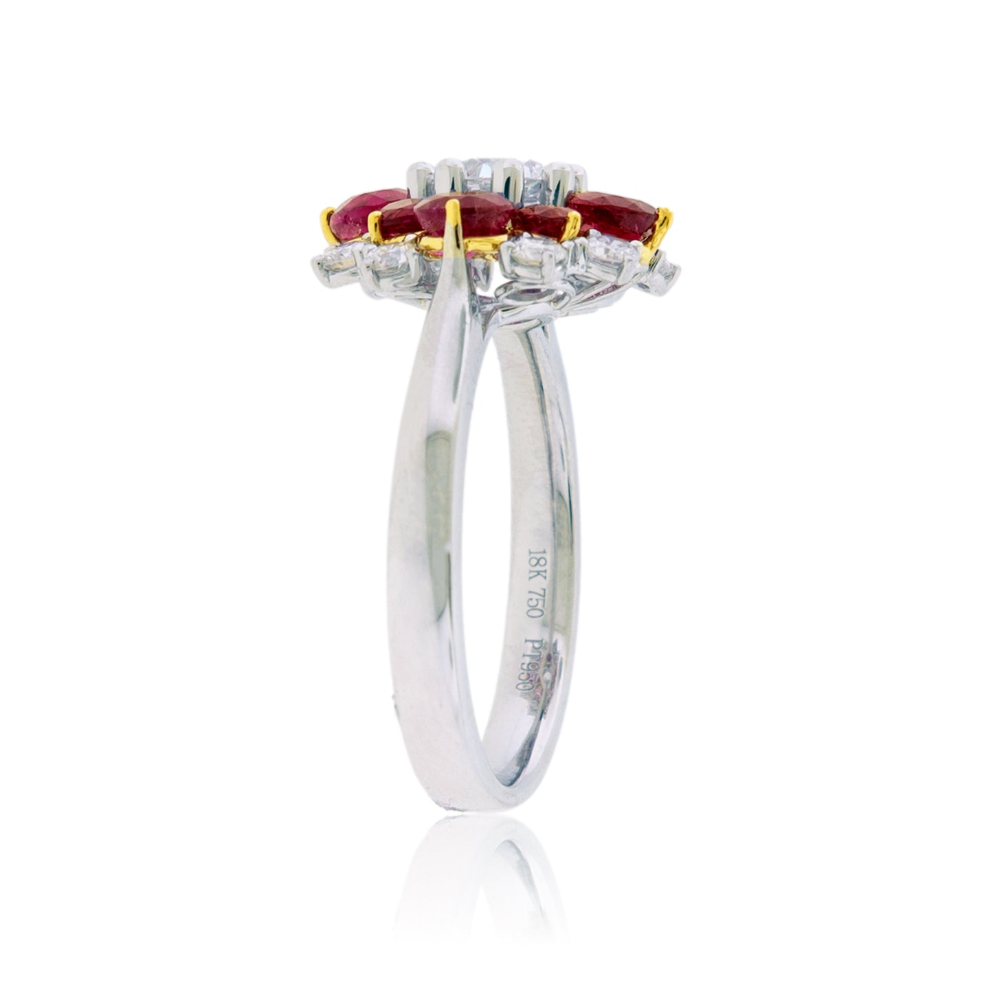 Red Beryl & Diamond Accented Ring