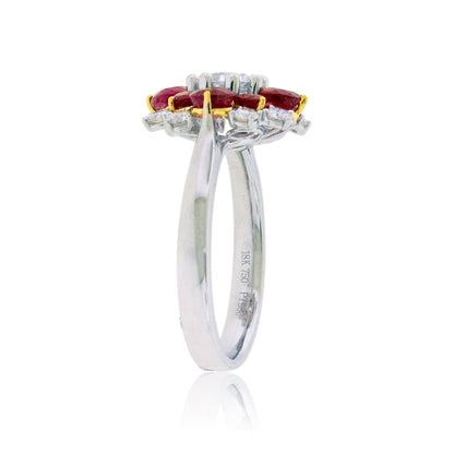 Red Beryl & Diamond Accented Ring