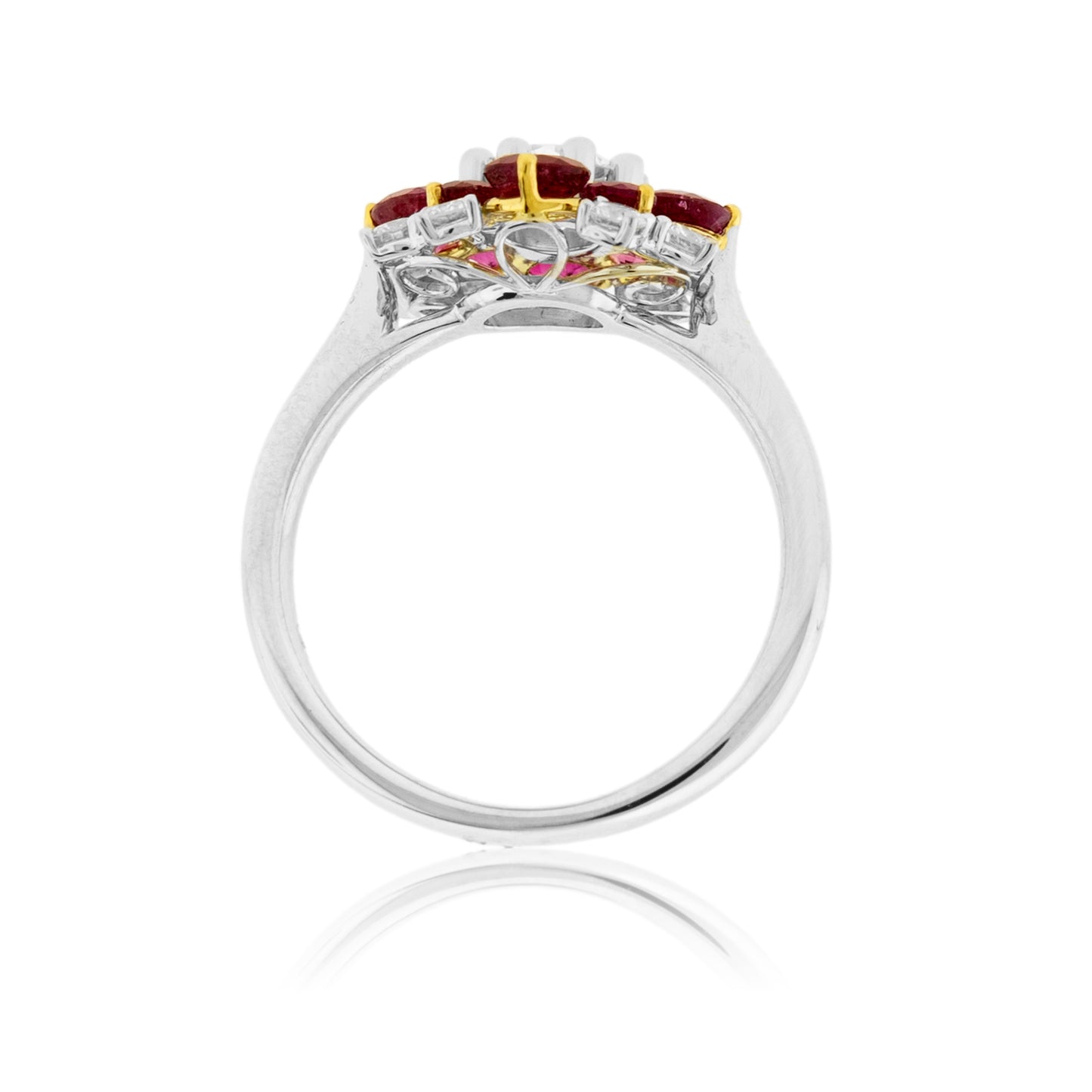 Red Beryl & Diamond Accented Ring