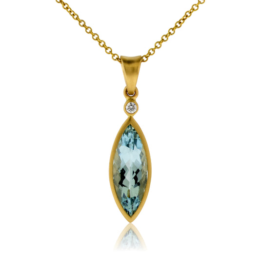 Aquamarine Marquise Bezel Pendant