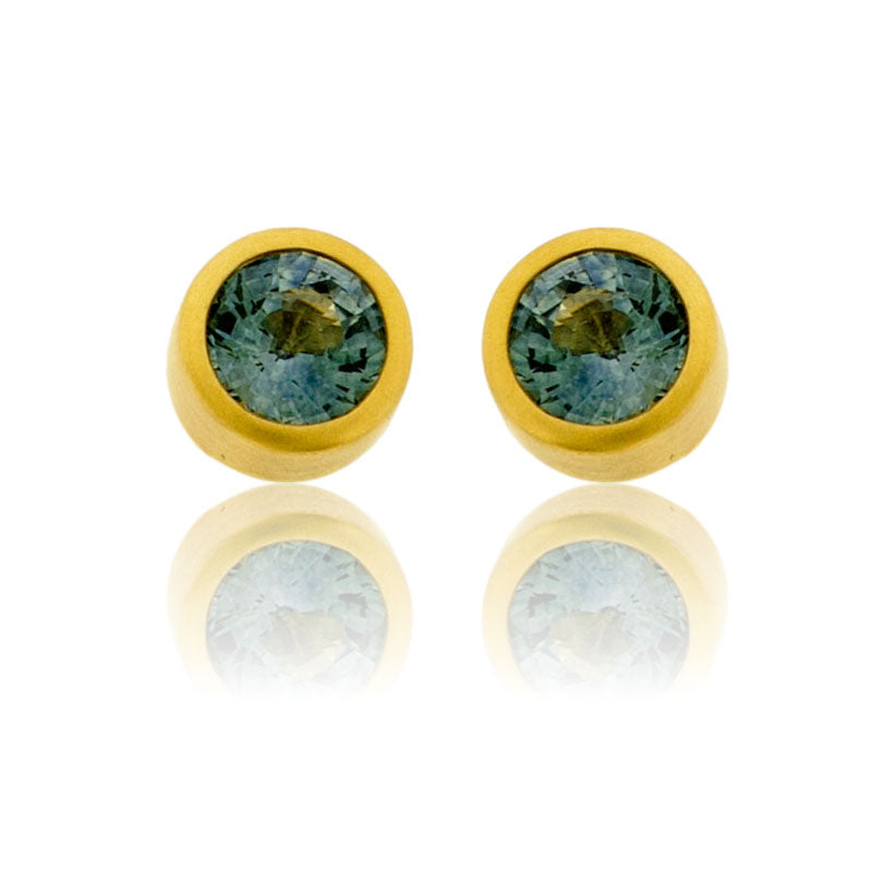 Bezel Sapphire Stud Earrings