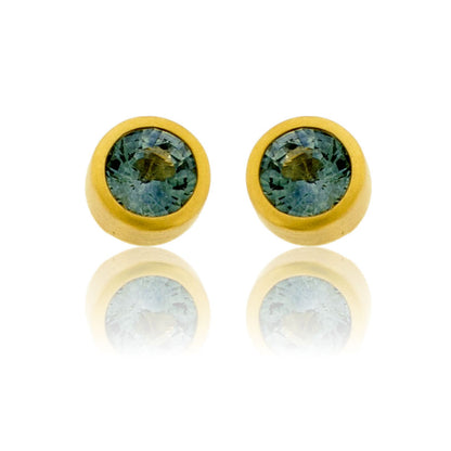 Bezel Sapphire Stud Earrings
