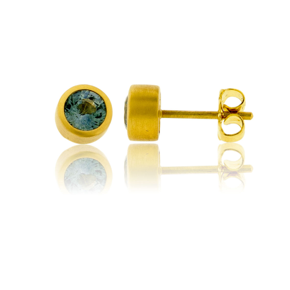 Bezel Sapphire Stud Earrings