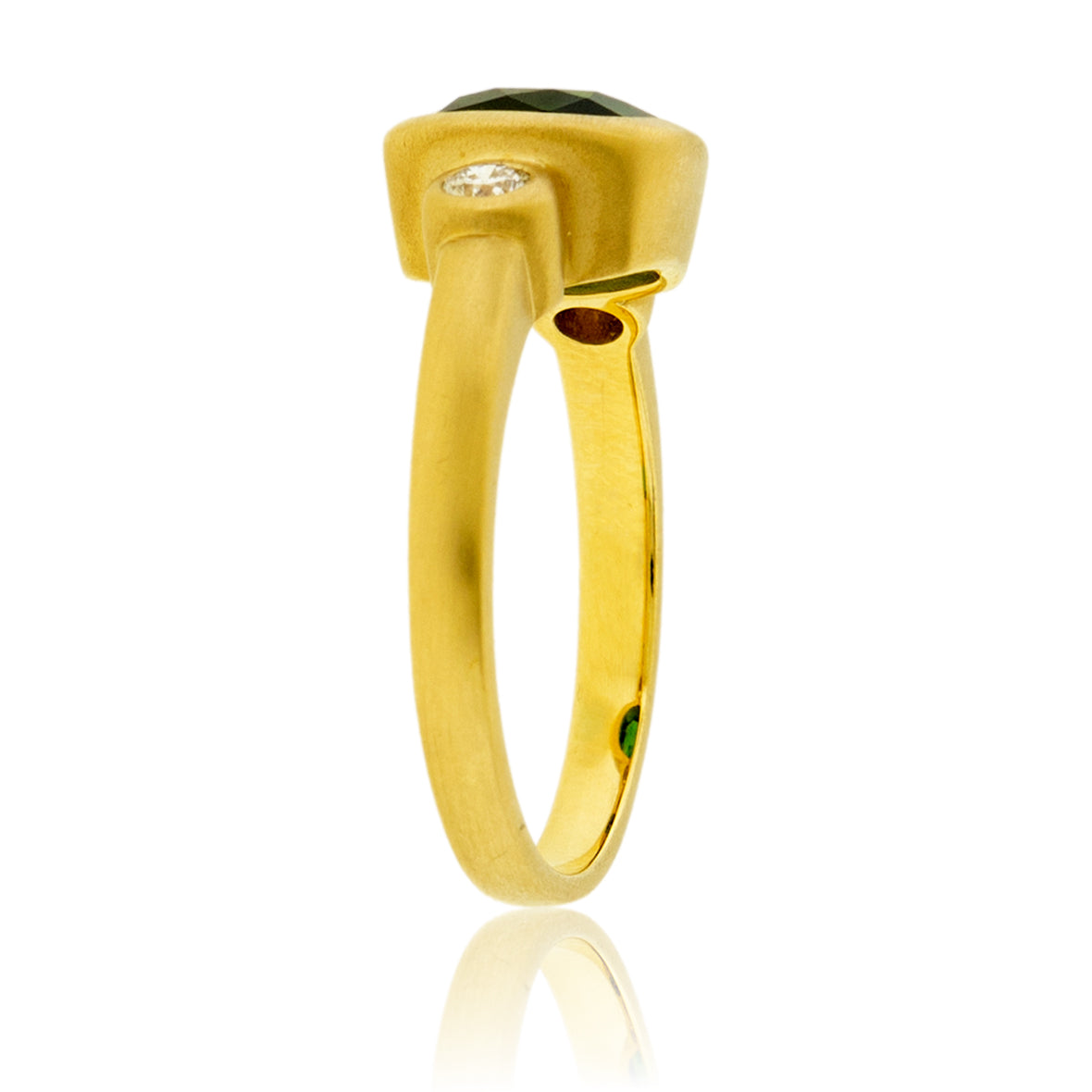 Green Tourmaline & Diamond Bezel Ring