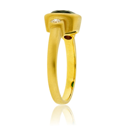 Green Tourmaline & Diamond Bezel Ring