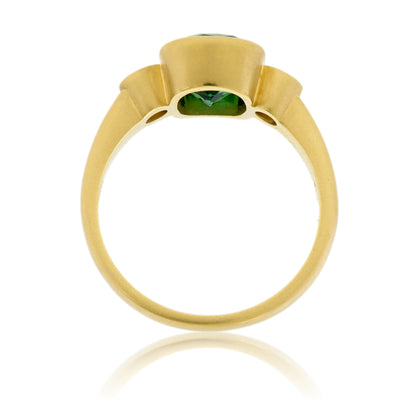 Green Tourmaline & Diamond Bezel Ring