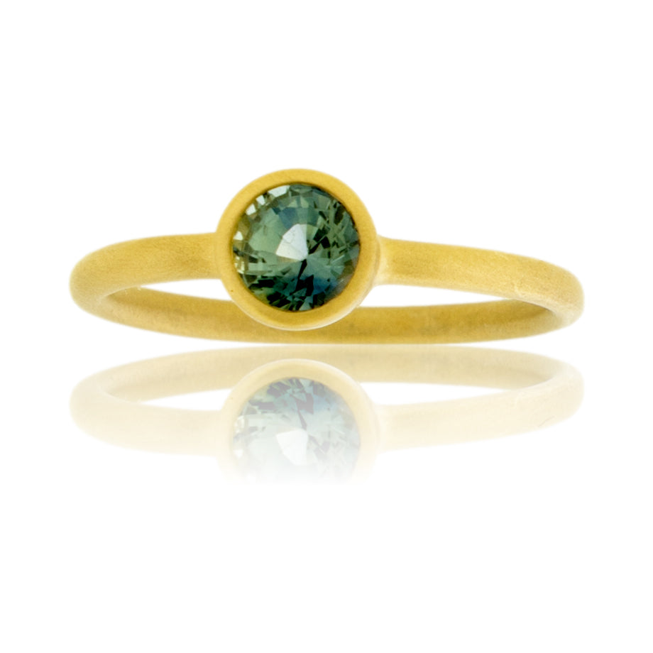 Teal Sapphire Bezel Ring