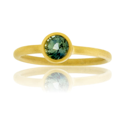 Teal Sapphire Bezel Ring