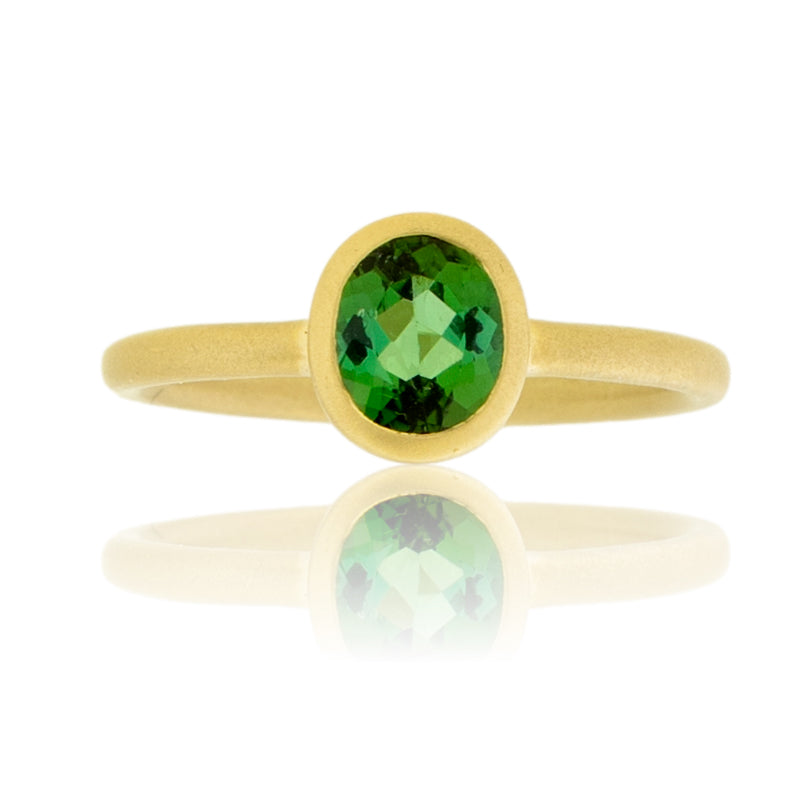 Green Tourmaline Bezel Ring