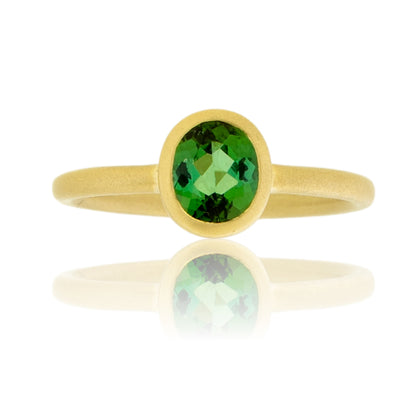 Green Tourmaline Bezel Ring