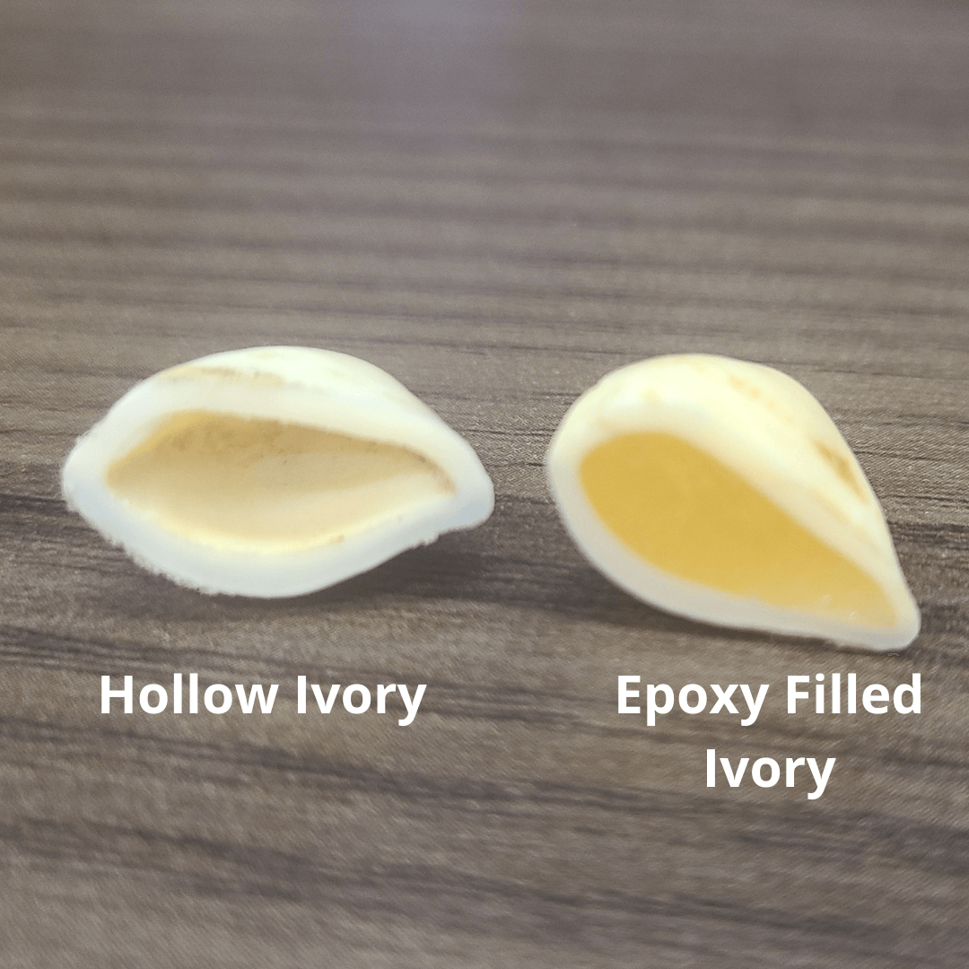 Hollow ivory and epoxy filled ivory