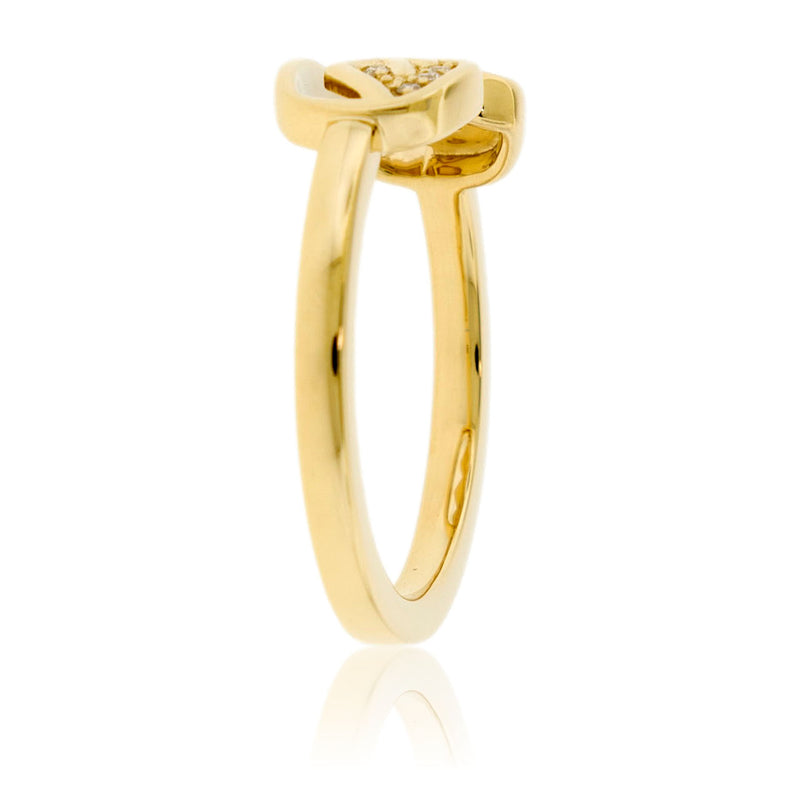 Gold Goggles Ring with Diamond Mountain