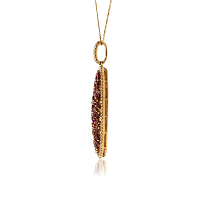 Ruby and Diamond Scatter Style Oval Pendant
