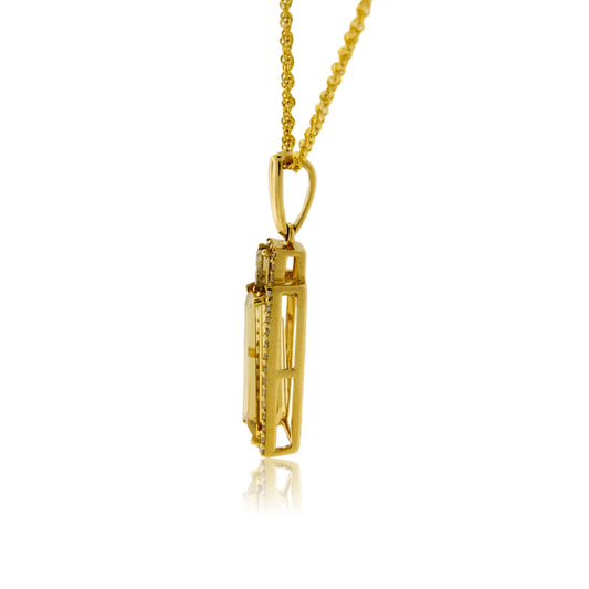 Citrine & Diamond Pendant w/Chain