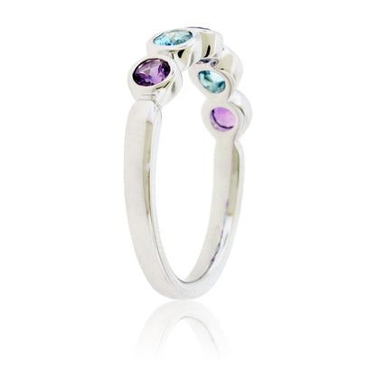 Amethyst & Blue Topaz Bezel Ring