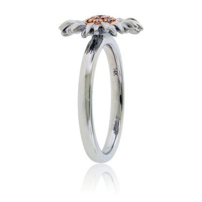 Diamond Cluster Center Flower Ring
