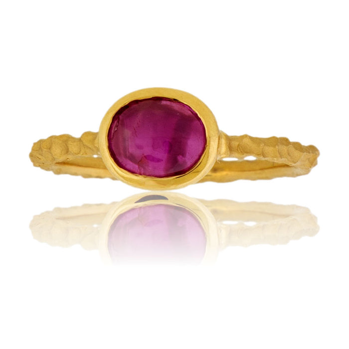 Star Ruby Cabochon Solitaire Bezel Ring