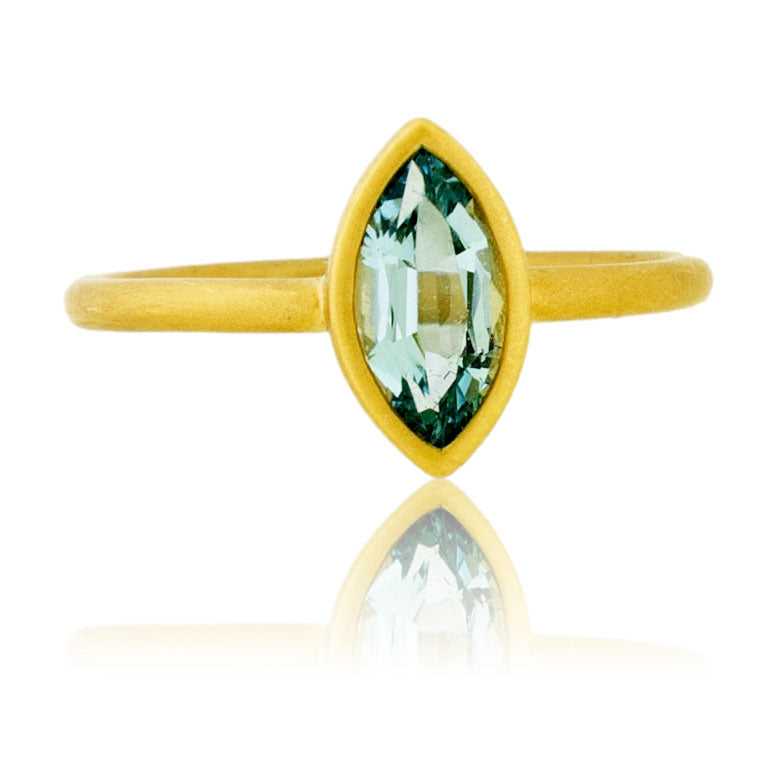 Aquamarine Marquise Bezel Set Ring
